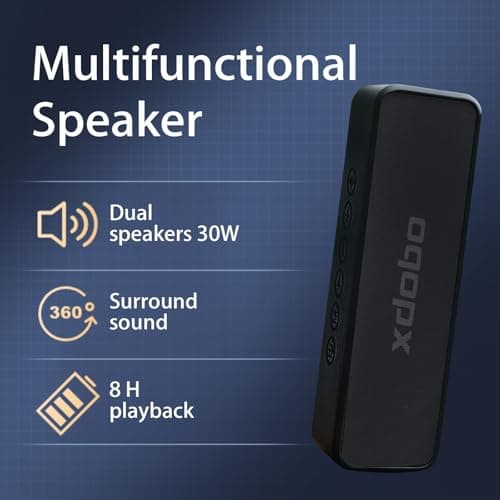 xdobo X5 Bluetooth Speaker, 30W Wireless Portable Speaker, IPX6 Waterproof, TWS Pairing, 8H Playtime, Type-C Charging – Black — view 5