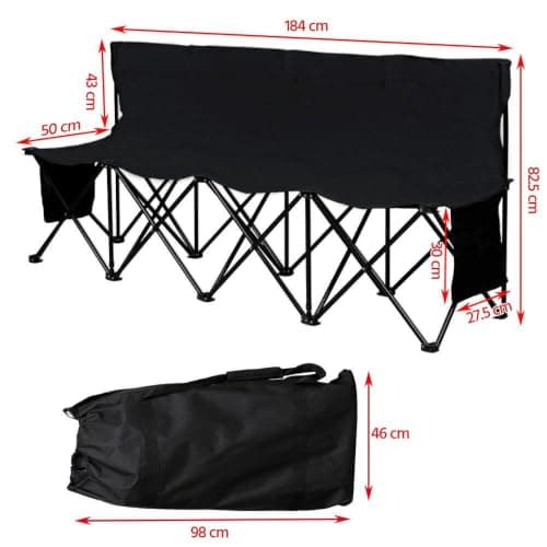 Yaheetech 4-Seat Folding Bench with 2 Hanging Bags & Carry Bag, Back — view 3