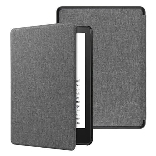 TOKILO Case for Kindle Paperwhite 7" eReader 12th Generation 2024 Released, Ultra Slim Soft PU Shell & TPU Back Cover Auto-Wake/Sleep, Not for iPad 6.8" eReader (11th Generation-2021) (Grey)