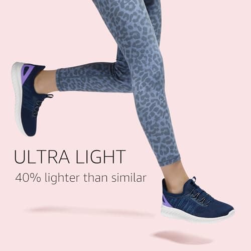 STQ Ladies Slip on Trainers with Arch Support Comfortable Work Walking Gym Shoes Lighthweight Nurse Shoe Travel Essentials Navy Purple UK 6 / US 8 — view 4