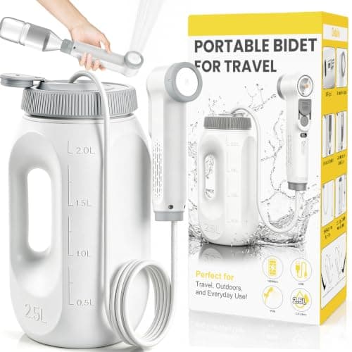 FOTSHARER Portable Bidet for Travel, Electric Bidet for Women & Men, High Pressure 1600mAh Bidet Sprayer, LED Display, Dual Spray Modes, 2.5L Tank, IPX6 Waterproof Handheld Bidet for Camping & Home