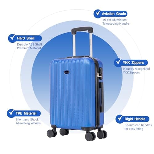 Aerostar 28" Large Suitcase Super Lightweight 4 Wheel Dual Spinner ABS Hard Shell Check in Luggage with Integrated Combination Lock for 23kg (Royal Blue, 100 Litre) — view 2
