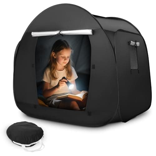 Gxpjycfob Sensory Tent, Pop Up Sensory Den for Autism, Blackout Calm Corner for Kids, Calm Down Tent for Autistic Children Anxiety Relief with Travel Bag, Play and Relax Corner (Round)