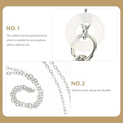 Veemoon Wireless Earphone Anti-lost Chain Stainless Steel Headphone Holder Lightweight Hands-free Earbuds Lanyard Easy to Carry Comfortable Chic Design for Daily Use — view 6