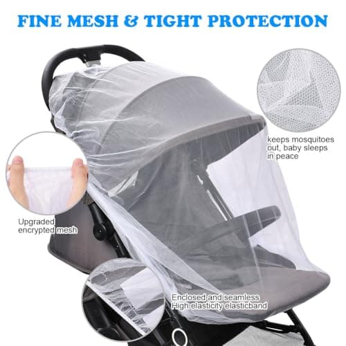 Vicloon Universal Baby Mosquito Net for Cot, Portable Pram Fly Insect Bug Net, Machine Washable Mesh Insect Protection Cover for Pushchair, Pram, Buggy and Carrycot (White) — view 3