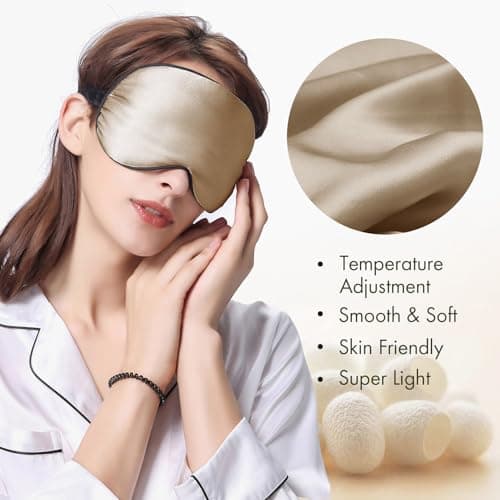 LILYSILK 100% Pure Silk Sleep Mask Blindfold Natural Silk Filled Eyecover Soft Skin-Friendly Sleeping Eye Mask with Adjustable Strap for Women and Men Taupe — view 4