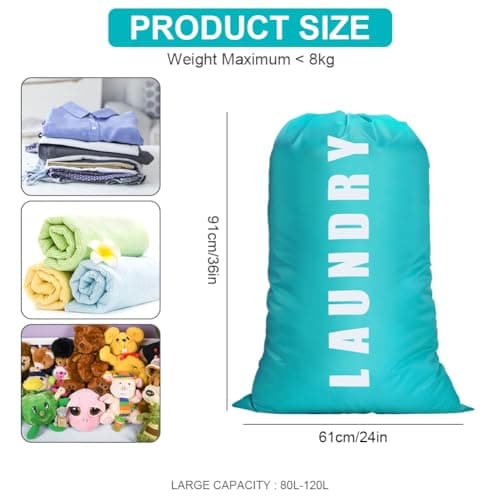 flintronic 2 Pack Extra Large Laundry Bag, 61×91cm Foldable Storage Bag, Dirty Clothes Bags, with Drawstring Closure, Durable Rip-Stop, Convenient, for Travel/Bathroom/Bedroom/Dormitory — view 2