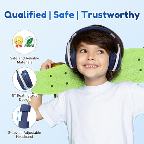 EarFun K2 Kids Headphones Wireless with Mic 45H Playtime, Volume Limit — view 3