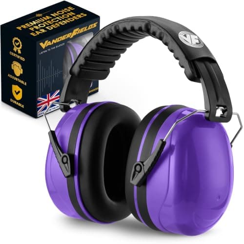 Vanderfields Adult/Teens Ear Defenders, Noise Cancelling, Purple Power