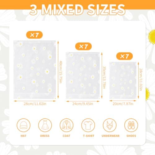 21 Pcs 3 Sizes Zip Lock Bags for Clothes, Reusable Frosted Storage Pouches — view 2