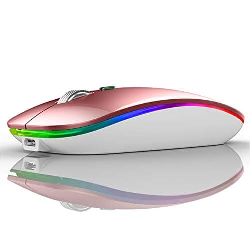 Uiosmuph G12 Wireless Mouse for Laptop, Rechargeable Mice, Silent-Rose Gold