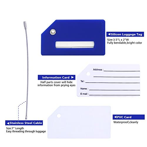 2PCS Silicone Luggage Tag with Name ID Card,Blue Luggage Tags to Suitcase — view 3