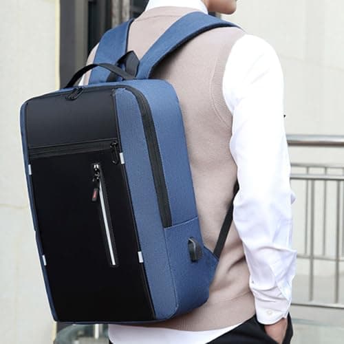 Unisex Women Men USB Charging Backpack Business Laptop Rucksack for Work Travel Commute Waterproof Slim Bag with External Charger Port Ergonomic Practical Carry Option for Adult Office Daily Use — view 2