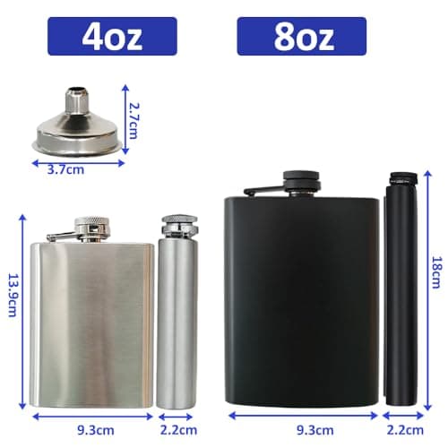 Ram® Stainless Steel 8oz Leakproof Pocket Travel Whiskey Hip Flask for Liquor Hiking Barbecue Hiking Camping Flask — view 3