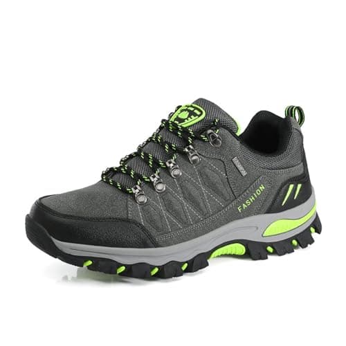 VLOOKST Hiking Boots Mens Outdoor Non-Slip Lace-up Walking Trekking Shoes Sneaker for Climbing Backpacking Camping,8018 Grey,8.5 UK
