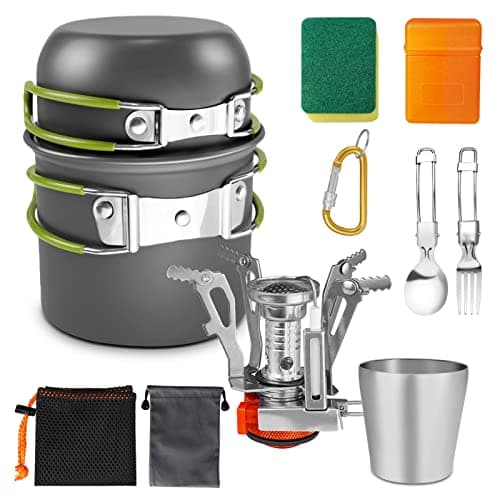 AUTOPkio Camping Cookware Kit with Stove, 12PCS Outdoor Camping Cooking Set