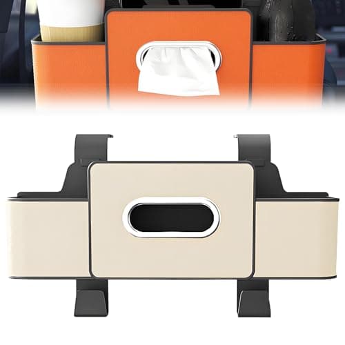 PUSKIU Car Organizer and Storage Box, Car Organizers and Storage Box for Back Seat, Car Organizer Back Seat for Daily Travel (Beige)