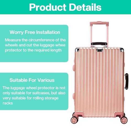 Thinp 8 Pcs Luggage Wheel Covers, Suitcase Wheel Covers Luggage Wheels Protector Cover for 2-2.4" Spinner Wheels Noise-Reducing Protectors Universal Fit for Suitcases & Office Chair Casters(Black) — view 3