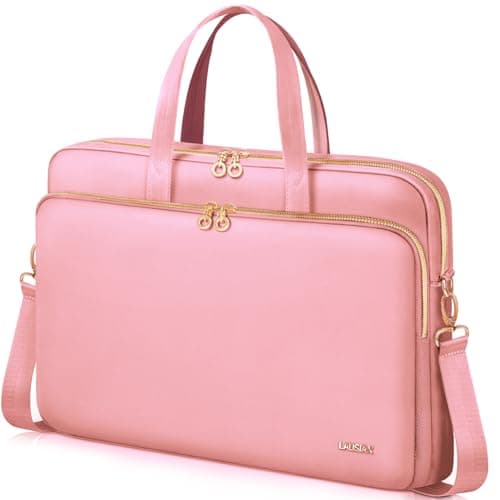 Lausiax Laptop Case Bag 15 15.6 16 inch for Women Men Compatible with 15"/16" MacBook Pro/Air M5/M4/M3/M2/M1, HP OmniBook Pavilion, Surface Laptop, ASUS VivoBook, XPS 15, Lenovo, Acer, Samsung, Pink