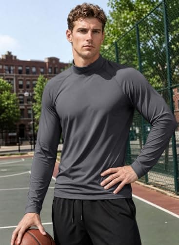 MAGCOMSEN Men's Thermal Underwear Turtleneck Fall Base Layer Dark Grey, L — view 2