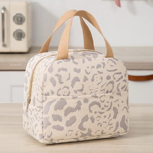 DWE Lunch Bag, Insulated Lunch Bag Cooler Bag Portable Thermal Lunch Box Bags Organizer Tote Bag for Women Adults Kids Work School Picnic Travel (Ink Beige) — view 6