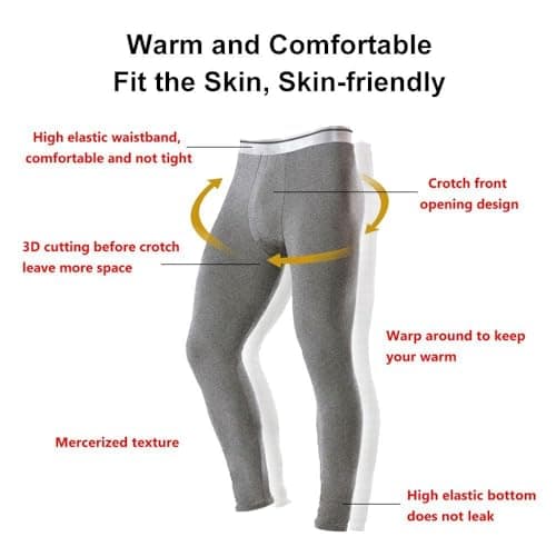 TT ThreadTrade Men's Thermal Underwear Set, Top Bottom Long Johns Warm Base layer Thermal Set Vests Trousers for Cold Winter Wear and Skiing Running Workout (Charcoal Short-Sleeve Set, L) — view 5