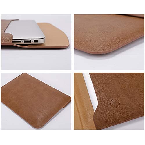 Laptop Sleeve Bag, PU Leather Protective Notebook Case Cover,Yellow,11 Inch Plus — view 3