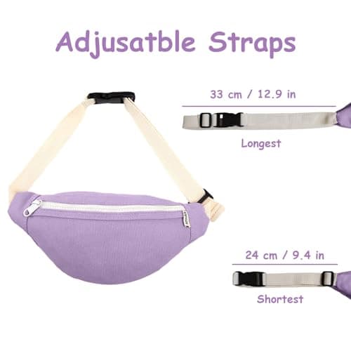 Kids Bumbag, Canvas Fanny Pack for Kids Crossbody Waist Bag for Unisex Toddler Boys Girls (Purple) — view 2