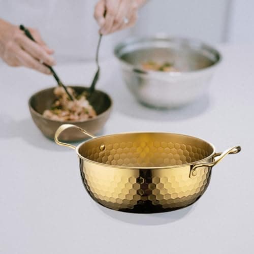 Llazsybz Korean Ramen Cookware Set for Outdoor Dining Adventures, Gold 18cm — view 3