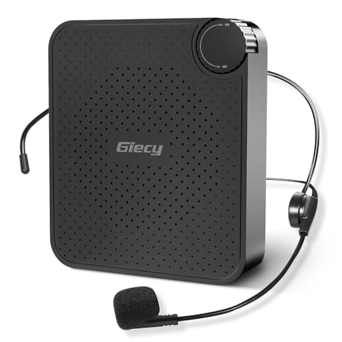 Giecy Amplifier Portable Hands-Free PA with 15W 2600mah Rechargeable Battery Microphone Ideal for Teachers, Tour Guides, Conferences, School Events, Seminars, Yoga,Education and more! (Black)