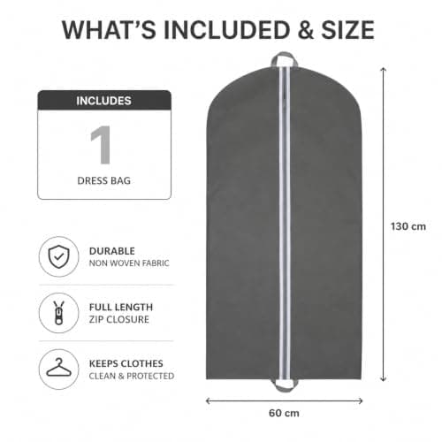 MAR Long Dress Bag for Women Breathable Non Woven Garment Cover for Gowns — view 5