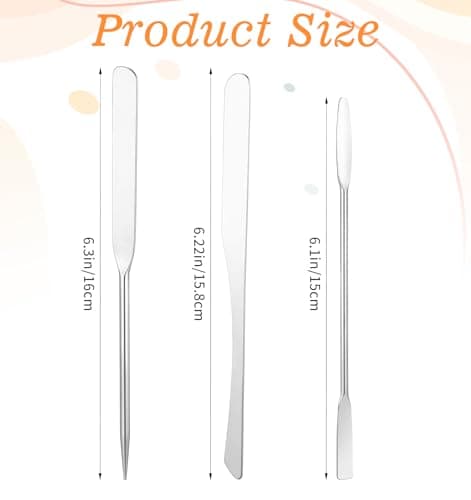 3Pcs Mini Makeup Spatula, Stainless Steel Foundation Spatulas, Spatula Set for Even Application Mini Metal Scraper for Surface Skincare Face Cream Cosmetic — view 2