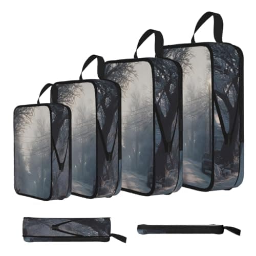 Winter Print 4 Set Expandable Packing Organizers For Luggage Suitcase Travel Accessories