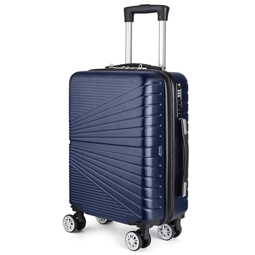Eco-Lux Essentials Hardside Hand Luggage Carry On Suitcase, ABS Hardshell Cabin Bag with 4 Spinner Wheels, 50 x 32 x 20 cm, Travel Sentry Integrated TSA Approved Lock (Blue)