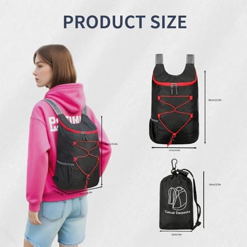 Feibmir 2 Pack 12L Small Foldable Lightweight Packable Backpack Black Navy — view 6