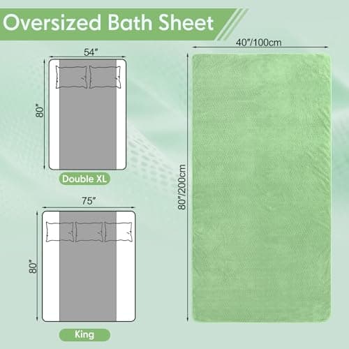 SmoothNovelty 2 Pack 40 x 80 Inch Jumbo Extra Large Bath Sheet Towels Set, Oversized Quick Dry Coral Fleece Bath Sheet Absorbent and Soft Lightweight Towels for Home, Gym, Travel, Beach (Green) — view 2