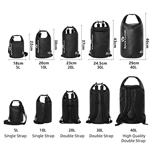 ROCK CLOUD Dry Bag Waterproof 20L Dry Sack for Kayaking Rafting Boating Beach Surfing Swimming Canoe Camping Hiking Fishing Ski,Black — view 2