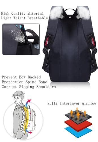 ADGBPE Boys Backpack School Bag Secondary Rucksacks Teenage Student Durable Heavy Duty Large Kids Bookbags Waterproof (4-Black) — view 4