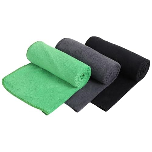 3 Pack Gym Towels Men Small Microfibre Sports Sweat Towels Black,Green,Grey — view 3