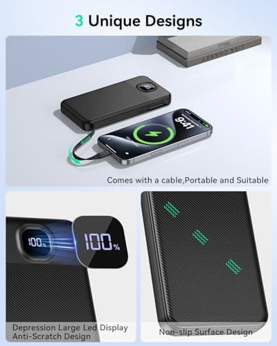 GREPRO Power Bank with Built in C Cable, 10000mAh 22.5W Fast Charging — view 4