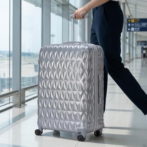 CMY Suitcase Medium Size Lightweight Hardshell Luggage 4 Dual Spinner Wheels Trolley Suitcase 24" Hold Check in Luggage 3 Digit Combination Lock Business Trip (Silver, 24 inches) — view 4