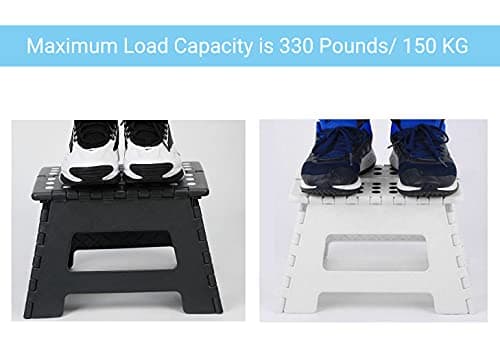 Step Stool for Kids & Adults - 9 inch Plastic Folding Stepping Stool for Kitchen Bathroom Garden and Outdoor, Portable Foldable Stool Holds up to 150KG (White) — view 4