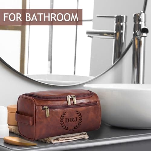 Personalized Toiletry Bag for Men, Custom Engraved Travel Dopp Kit Bag, Customized Name Initials Gift for Groomsmen, Best Man, Father's Day, Wedding, Birthday, Husband, Grandpa — view 5