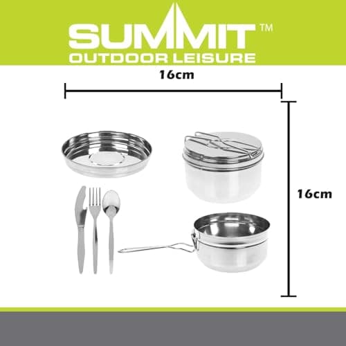 VFM e-Store - Tiffin Tin Stainless Steel Sectioned Hot Cold Food - Camping, Travel Holiday Accessories for Summer - 16cm X 16cm 6 Piece Set — view 2