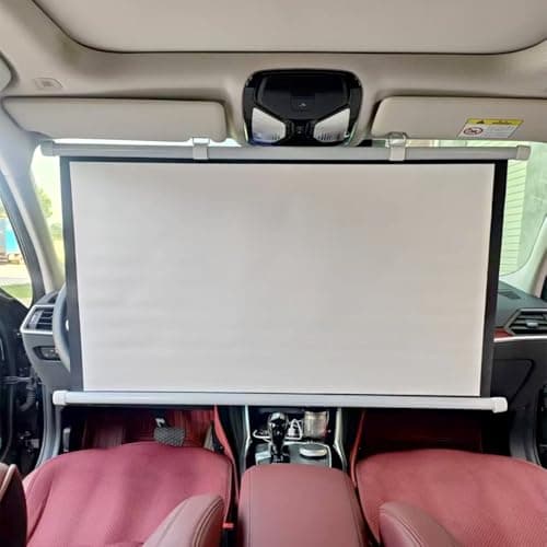HOUKOIKBUG Projector Screen 30" 40" Portable Projector Screen For Car, Manual Pull Down Roll Up Mini Movie Screen, 16:9, 4K HD Projection Screen For Fitting Car, Travel, Camping(30in) — view 6
