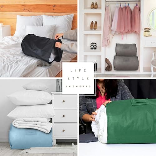 Hoesh UK Sky Blue Single Duvet Storage Bag - Breathable Cotton Under Bed Blanket, Comforter & Quilt Holder Organizer - Zippered Underbed Duvet Holder for Bedding — view 2