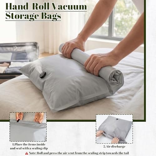 2 Pack Hand Roll Vacuum Bags Oxford Fabric Portable for Travel — view 3