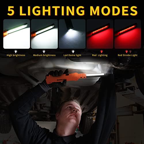 Vagocom LED Rechargeable Inspection Lamp Torch, Portable Work Light Super Bright Flashlight Torches Battery Powered with Magnetic Base for Home Use,Mechanic Tool,Useful Gifts for Mens him(2 Pack) — view 2