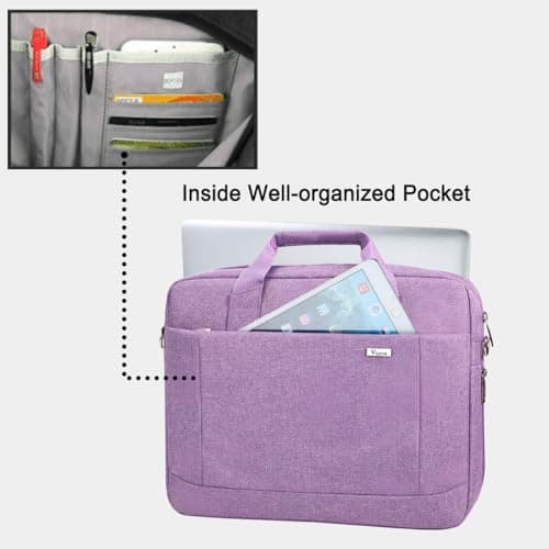 Voova Laptop Bag Case 17 17.3 Inch Computer Sleeve Messenger Bag, Lavender — view 5