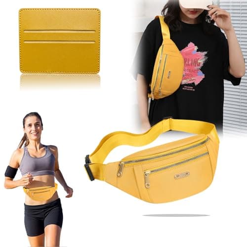 BAIYSFFG Fanny Pack Fashionable Waist Bag Unisex Fashion Waist Bag Casual Travel Bum Bag with 3 Zipper Pockets for Women Men Sports Running Hiking Jogging (Yellow) — view 4